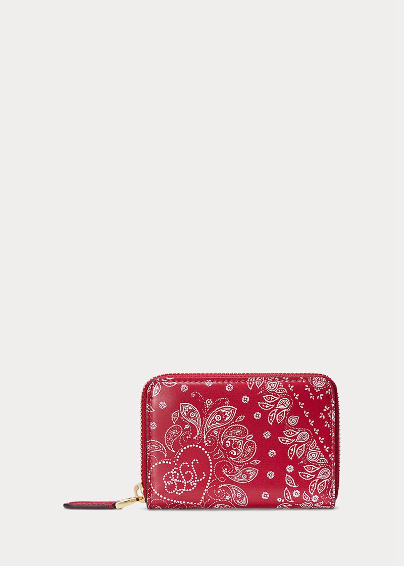 Cartera Lauren Mujer Print Cuero Zip Chile Rojas HPQOF-2891